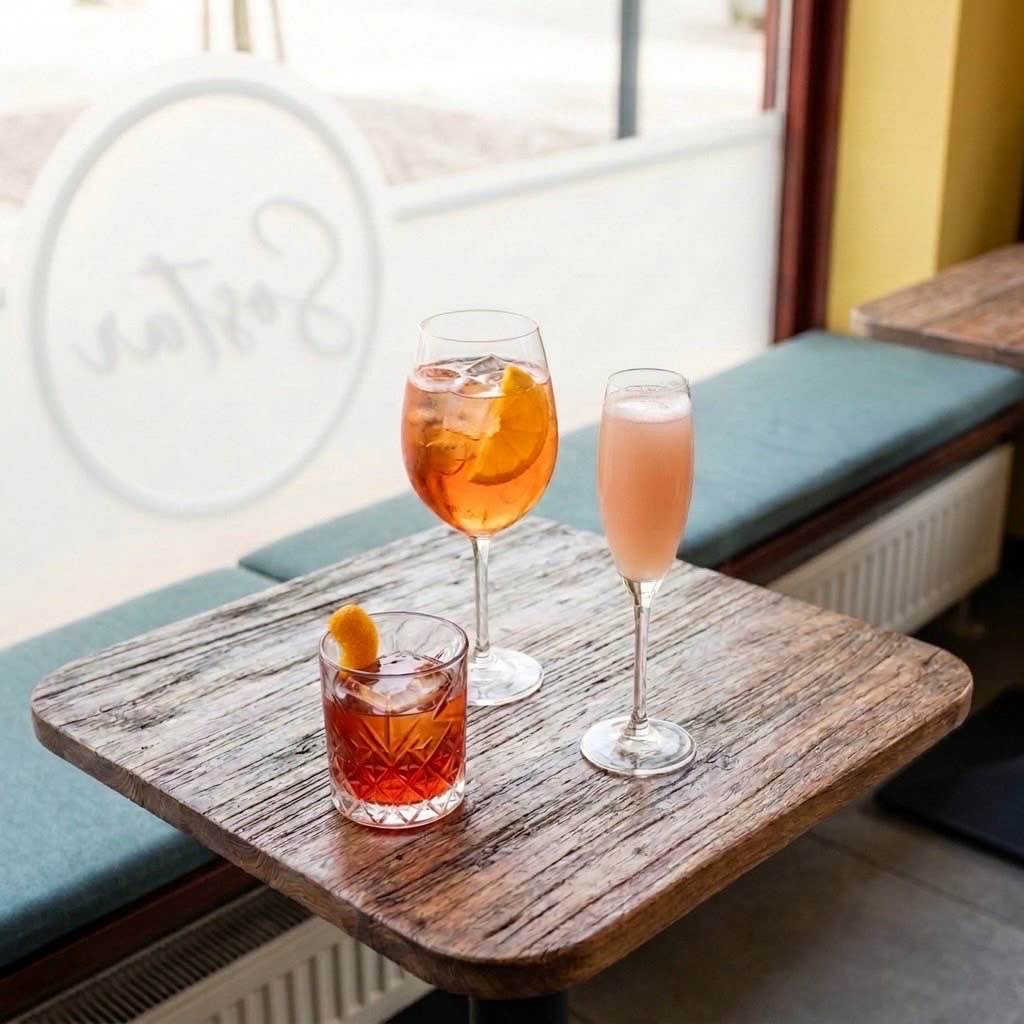 Een Negroni, een Aperol Spritz en een Bellini
